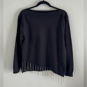 Bolufé Rhinestone Fringe Sweater.